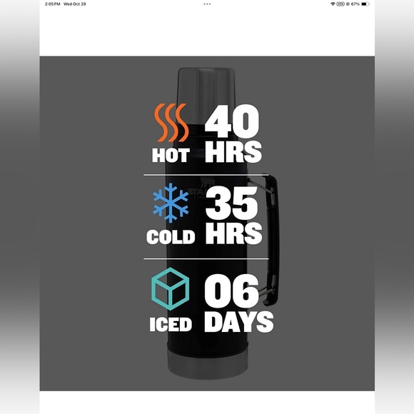 Black and Silver Thermos Flask large - Picture 3 of 4